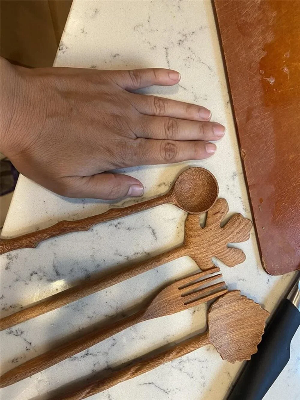4 Wooden Spoons and Forks Set, Thanksgiving Gifts for Women